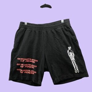 Demonstration of Power Hardcore Band Merch Black Fleece Sweatshorts Mens Small